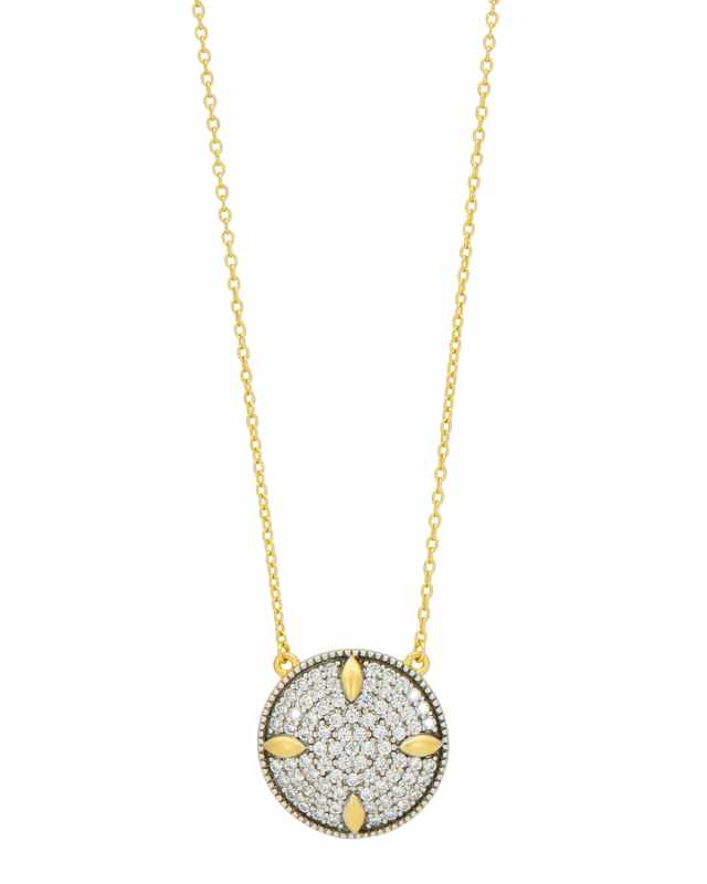 Petals and Pave Small Pendant Necklace